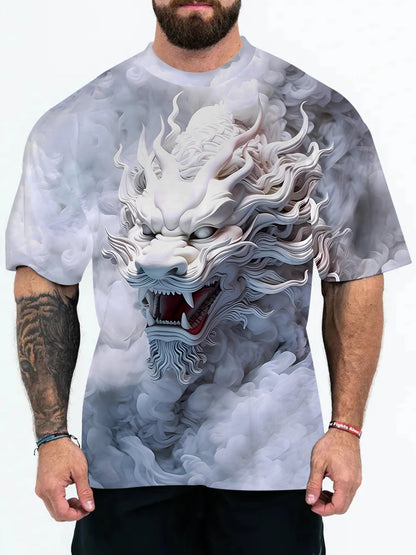 2025 New Animal Pattern 3D Digital Printing European and American Adult Men's T-Shirt Cross-Border Hooded Short-Sleeved Top