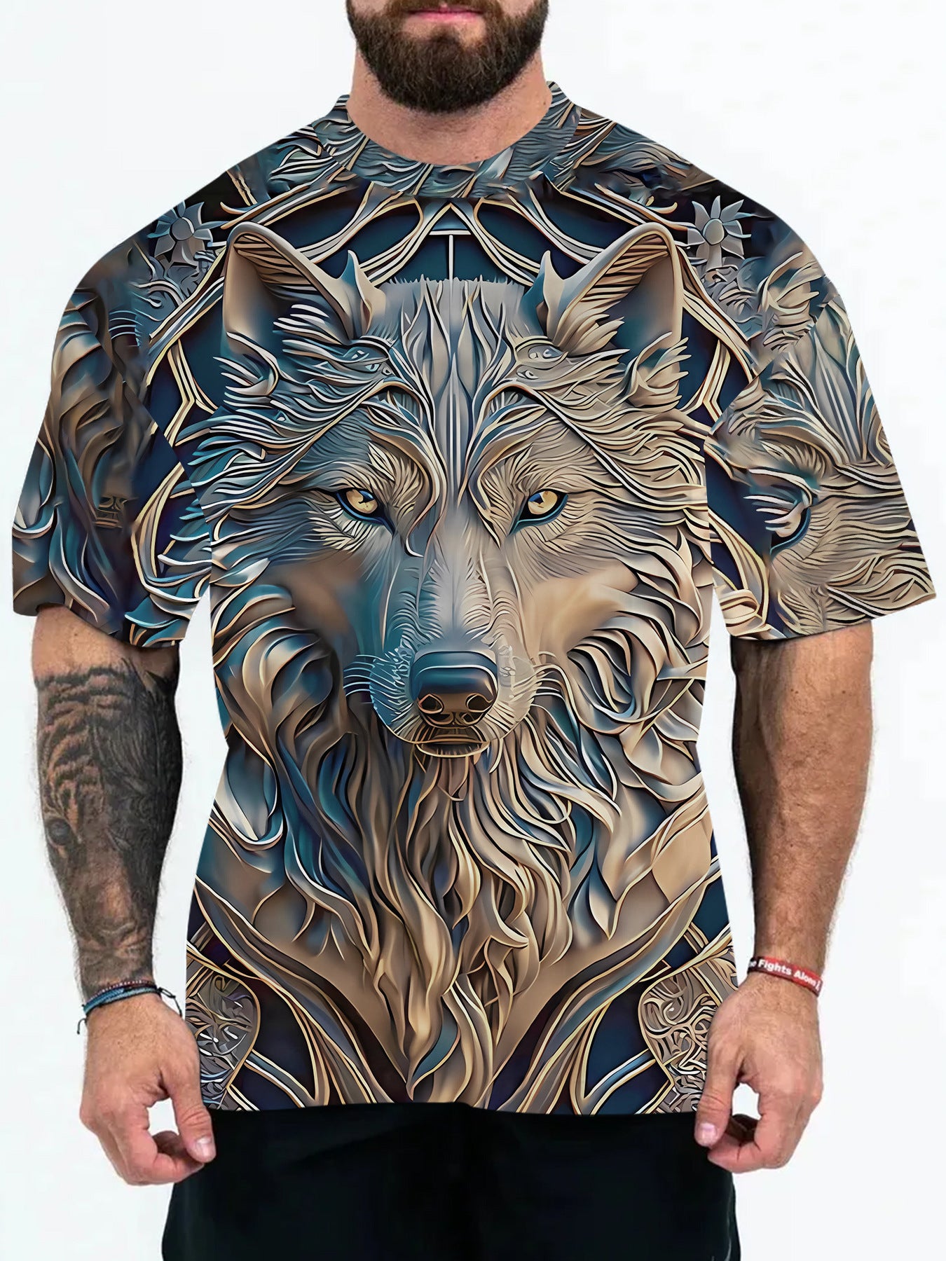 2025 New Animal Pattern 3D Digital Printing European and American Adult Men's T-Shirt Cross-Border Hooded Short-Sleeved Top