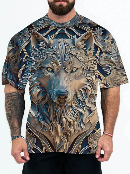 2025 New Animal Pattern 3D Digital Printing European and American Adult Men's T-Shirt Cross-Border Hooded Short-Sleeved Top