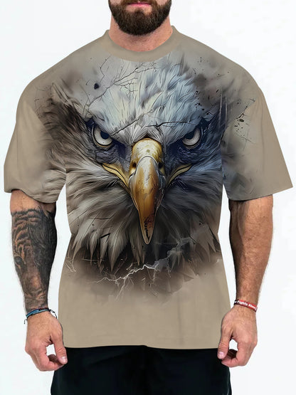 2025 New Animal Pattern 3D Digital Printing European and American Adult Men's T-Shirt Cross-Border Hooded Short-Sleeved Top