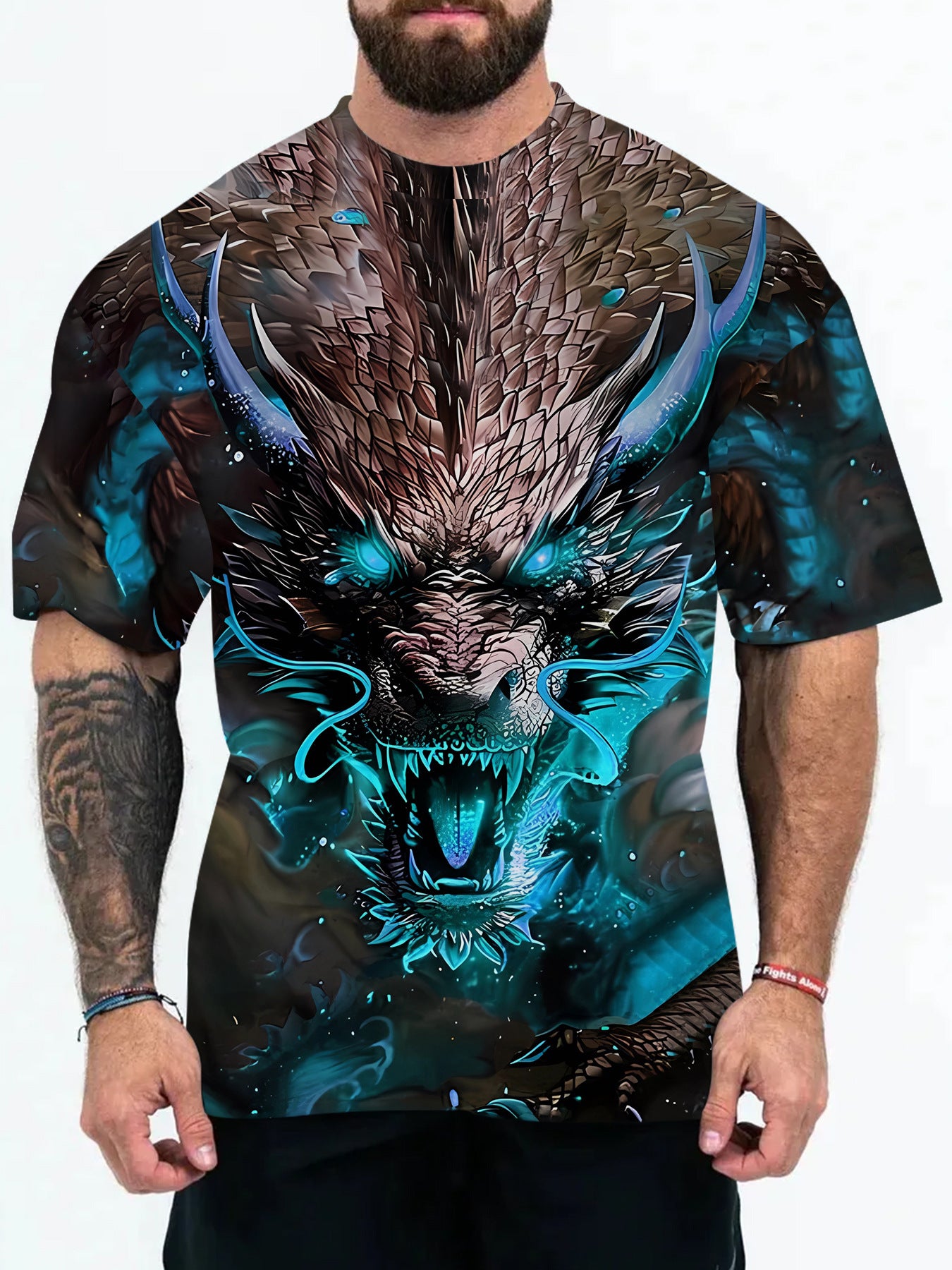 2025 New Animal Pattern 3D Digital Printing European and American Adult Men's T-Shirt Cross-Border Hooded Short-Sleeved Top