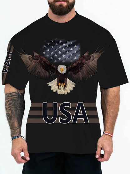 2025 New Animal Pattern 3D Digital Printing European and American Adult Men's T-Shirt Cross-Border Hooded Short-Sleeved Top