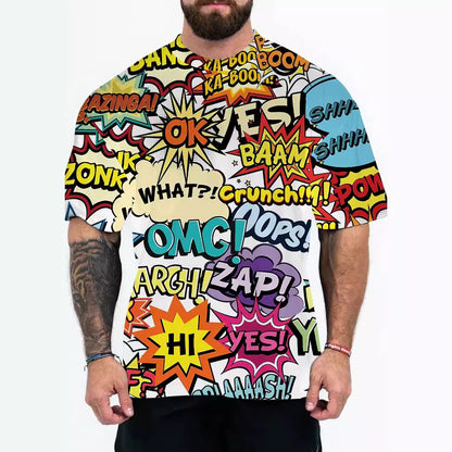 2025 New Animal Pattern 3D Digital Printing European and American Adult Men's T-Shirt Cross-Border Hooded Short-Sleeved Top