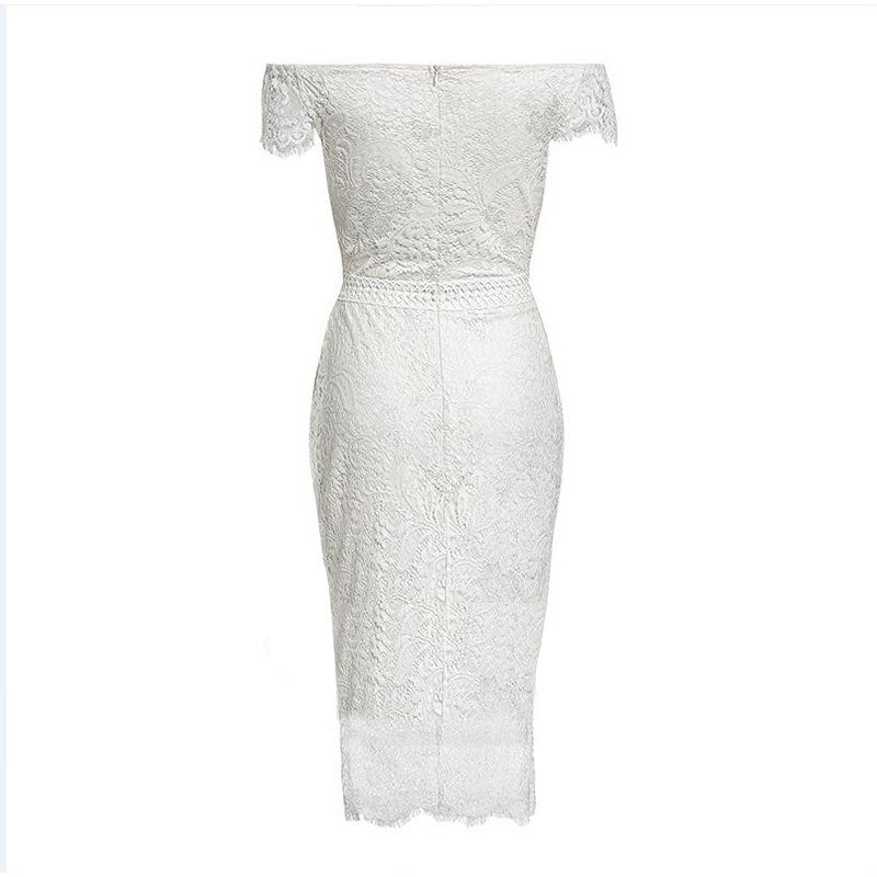 European and American Evening Dress Short Sleeve Lace Dress Amazon Cross Border ins Lace Dress Summer