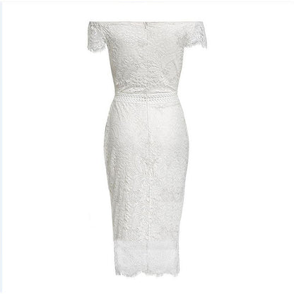 European and American Evening Dress Short Sleeve Lace Dress Amazon Cross Border ins Lace Dress Summer