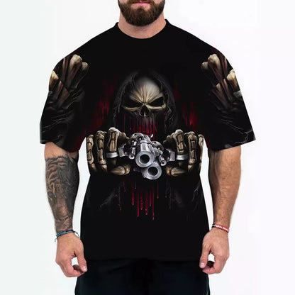 2025 New Animal Pattern 3D Digital Printing European and American Adult Men's T-Shirt Cross-Border Hooded Short-Sleeved Top