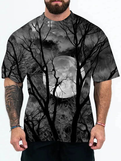 2025 New Animal Pattern 3D Digital Printing European and American Adult Men's T-Shirt Cross-Border Hooded Short-Sleeved Top