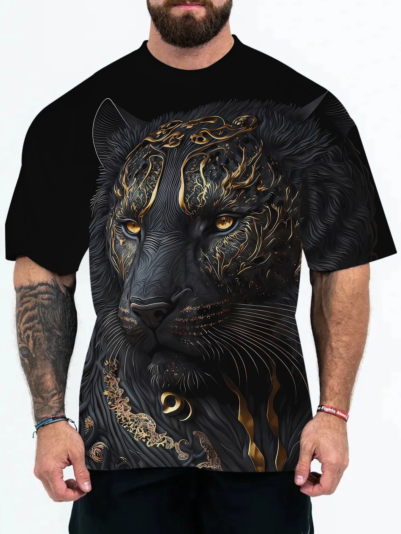 2025 New Animal Pattern 3D Digital Printing European and American Adult Men's T-Shirt Cross-Border Hooded Short-Sleeved Top
