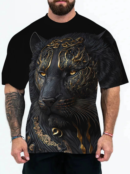 2025 New Animal Pattern 3D Digital Printing European and American Adult Men's T-Shirt Cross-Border Hooded Short-Sleeved Top