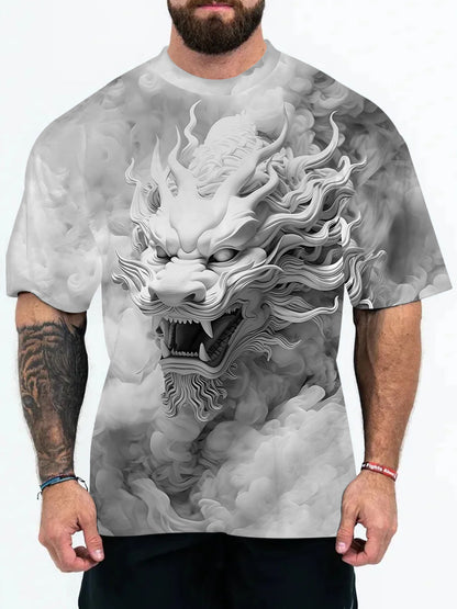 2025 New Animal Pattern 3D Digital Printing European and American Adult Men's T-Shirt Cross-Border Hooded Short-Sleeved Top